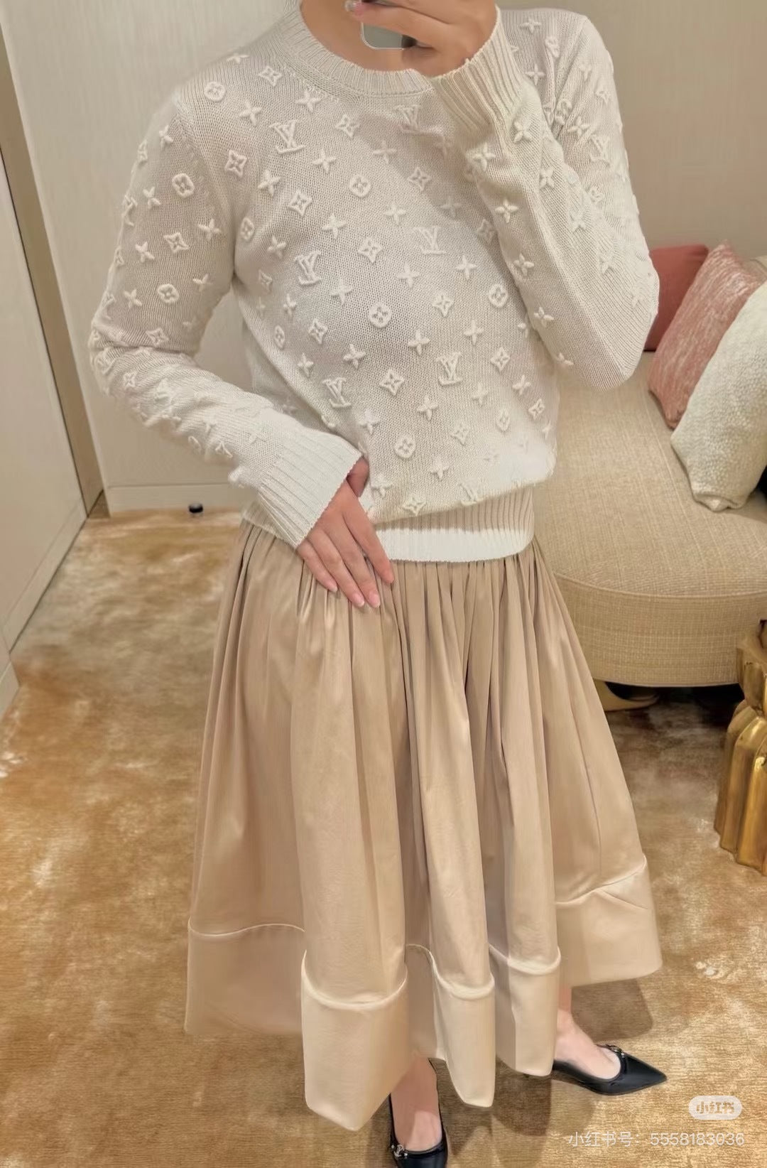 Lov 25fw Off-white cashmere knit sweater