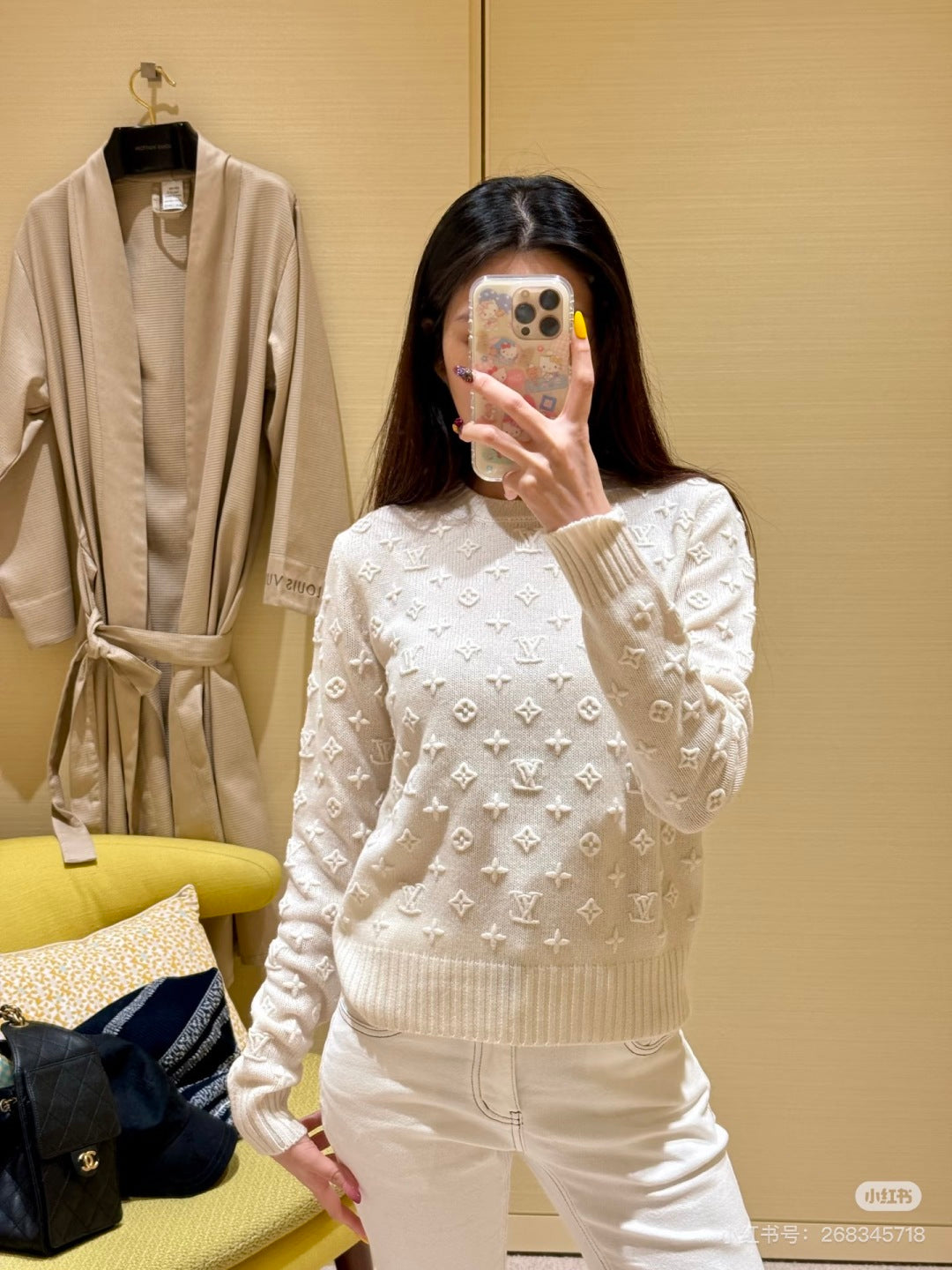 Lov 25fw Off-white cashmere knit sweater