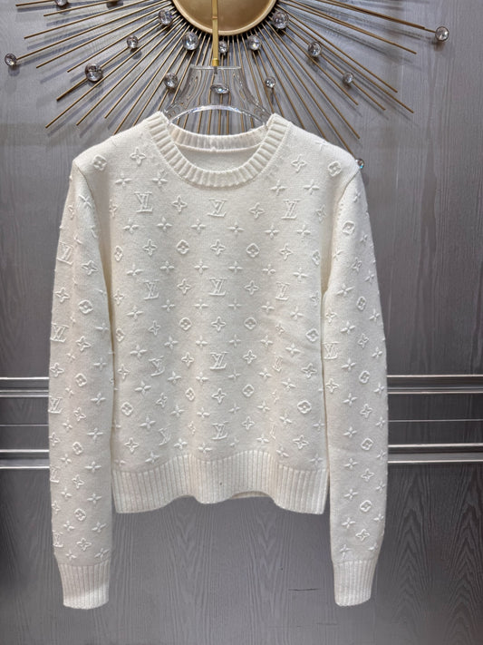 Lov 25fw Off-white cashmere knit sweater