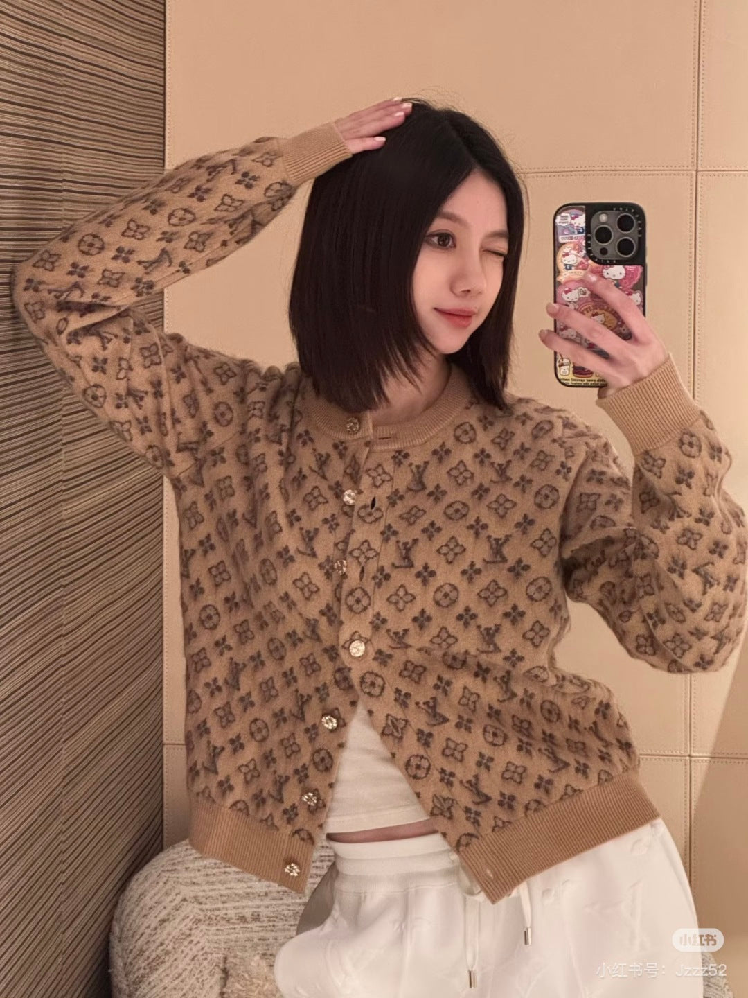 Lov 25fw monogram brushed knit cardigan