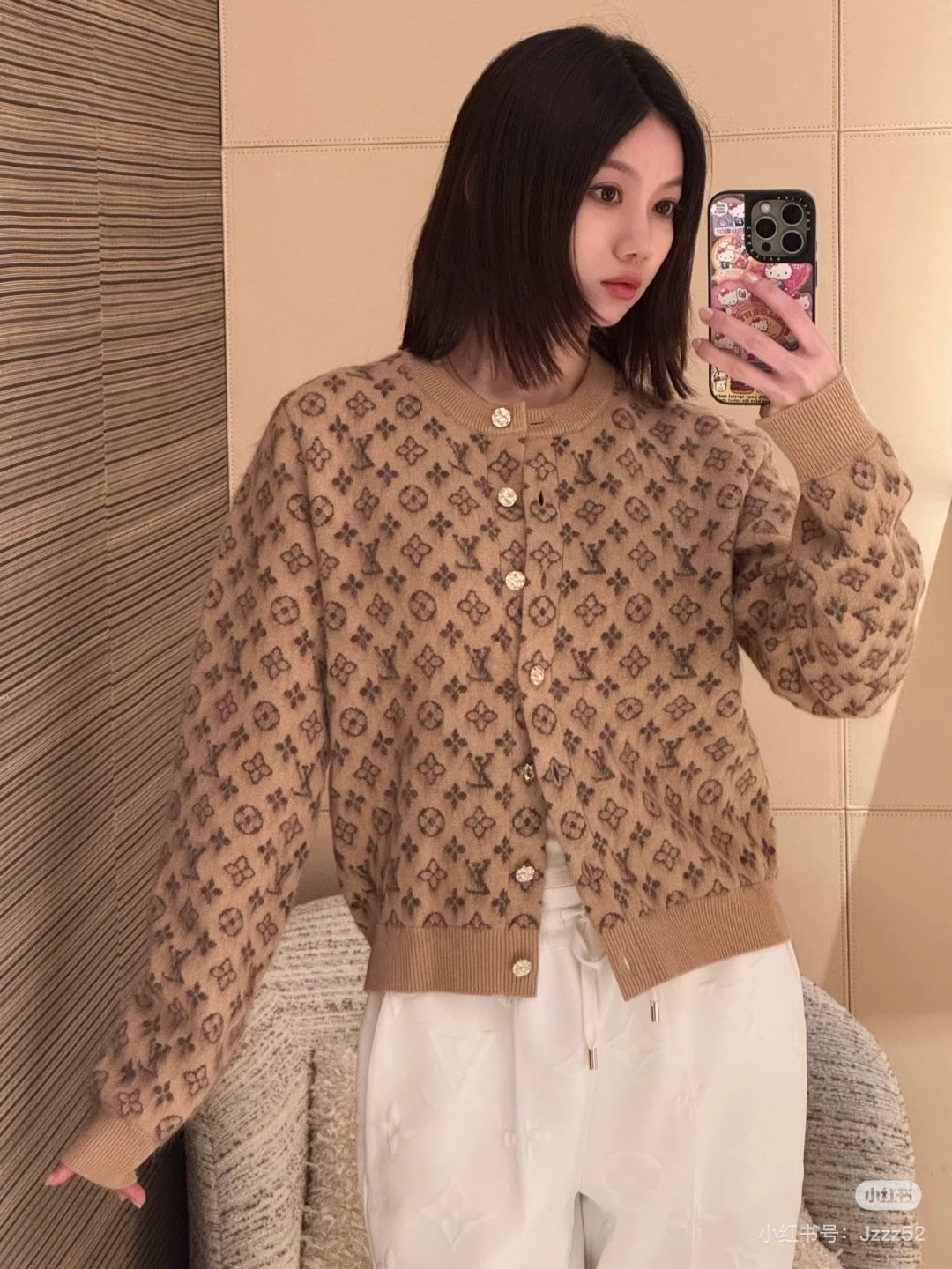 Lov 25fw monogram brushed knit cardigan