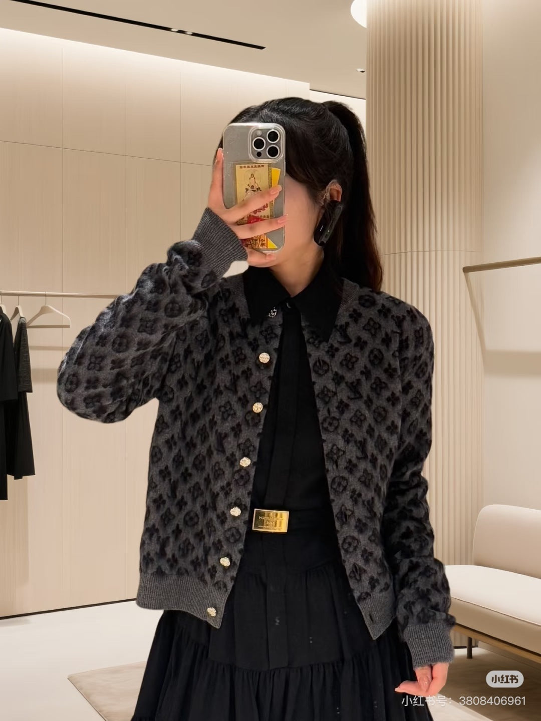 Lov 25fw monogram brushed knit cardigan