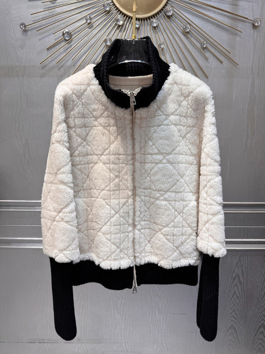 Cd 25fw Black and white fur coat