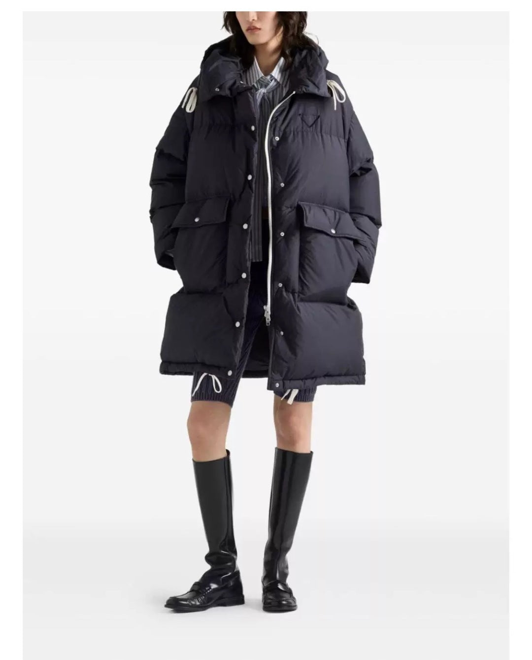 Pra 25fw Dark blue mid-length down jacket