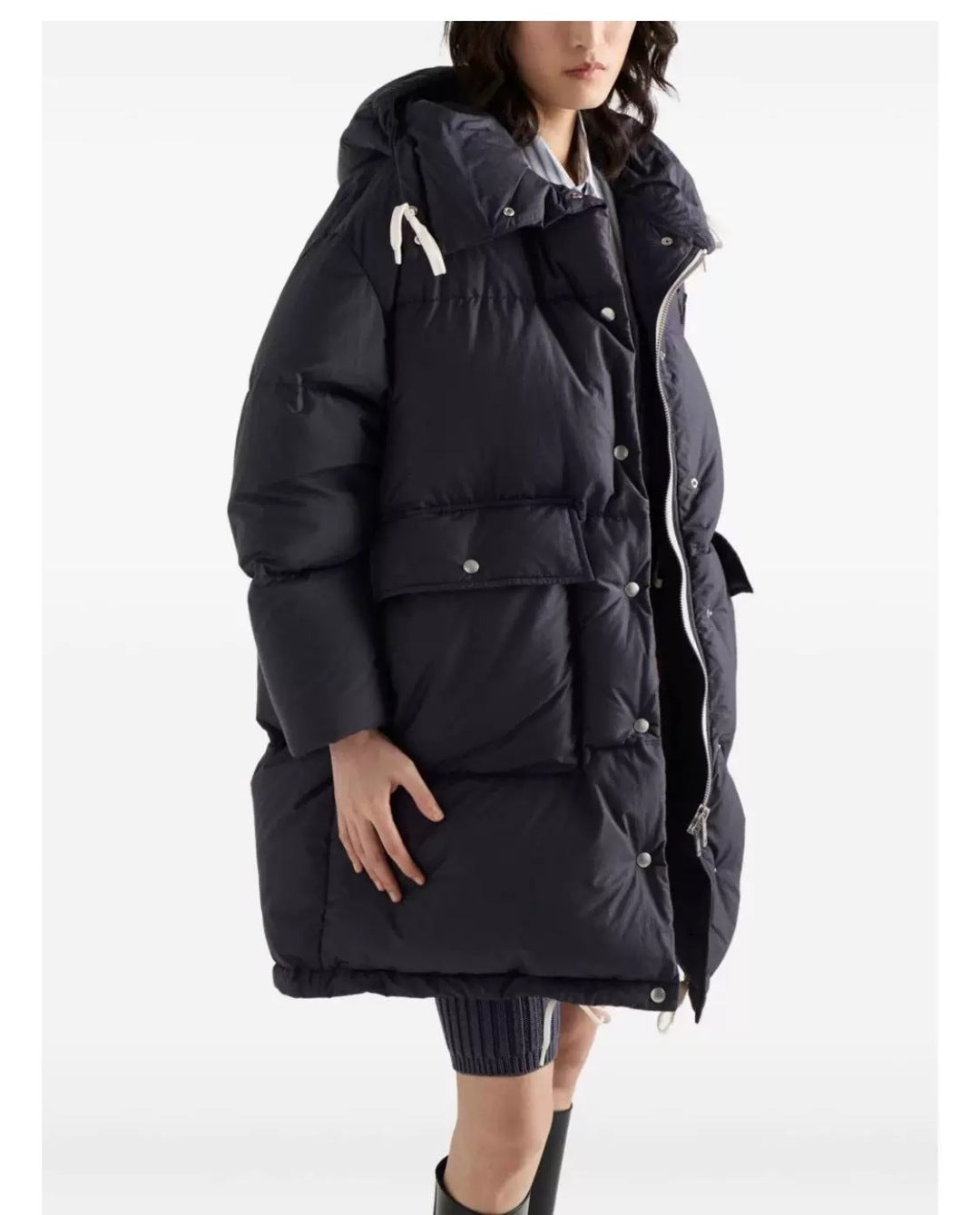 Pra 25fw Dark blue mid-length down jacket