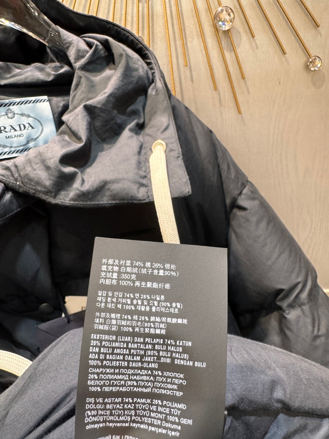 Pra 25fw Dark blue mid-length down jacket