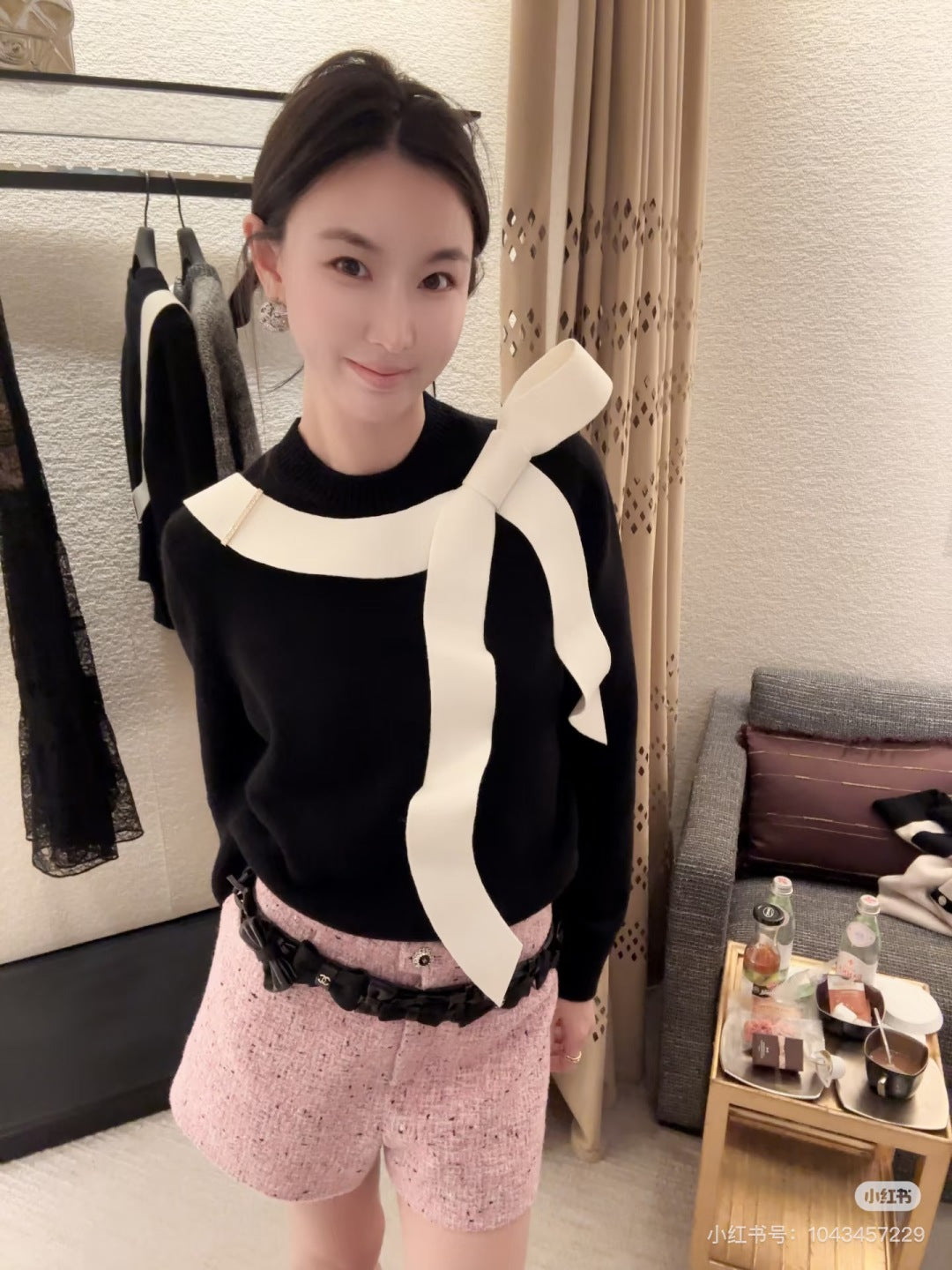 Cha 25fw black knit sweater