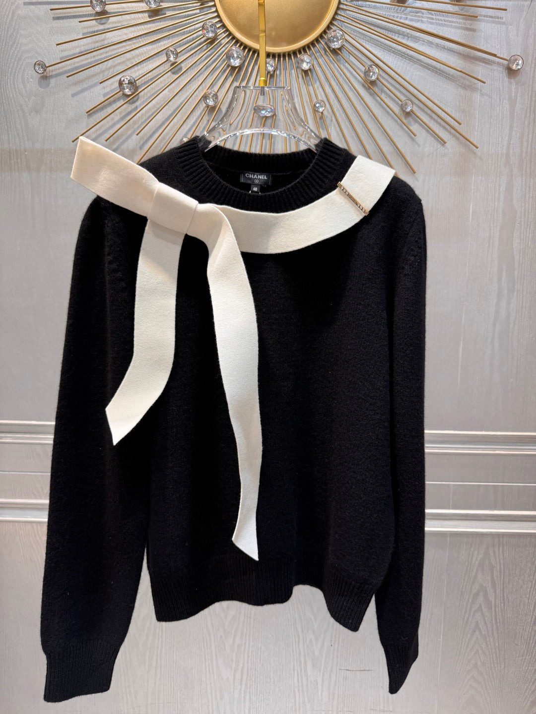 Cha 25fw black knit sweater