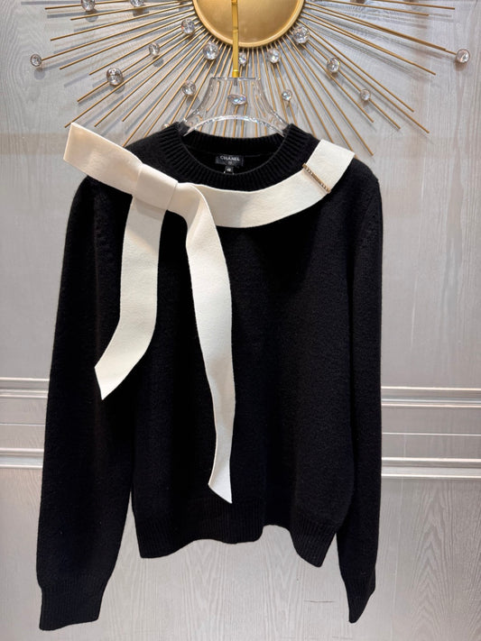 Cha 25fw black knit sweater