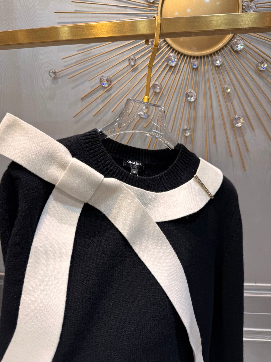 Cha 25fw black knit sweater