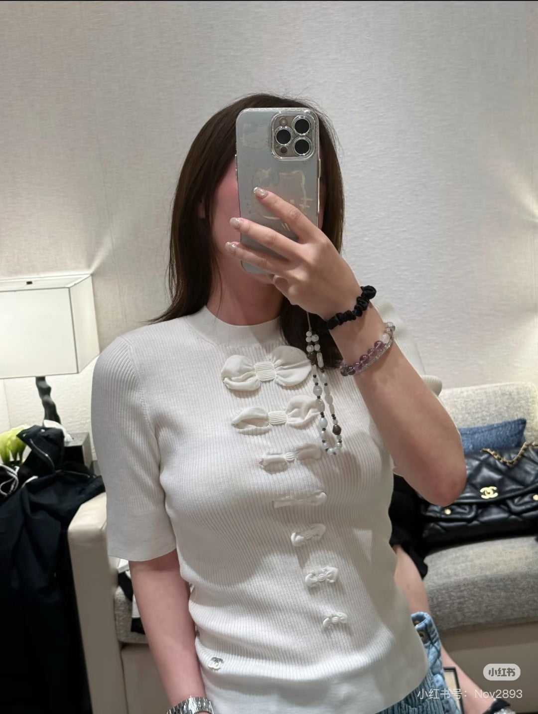 Cha 25fw Bow Knit Sweater