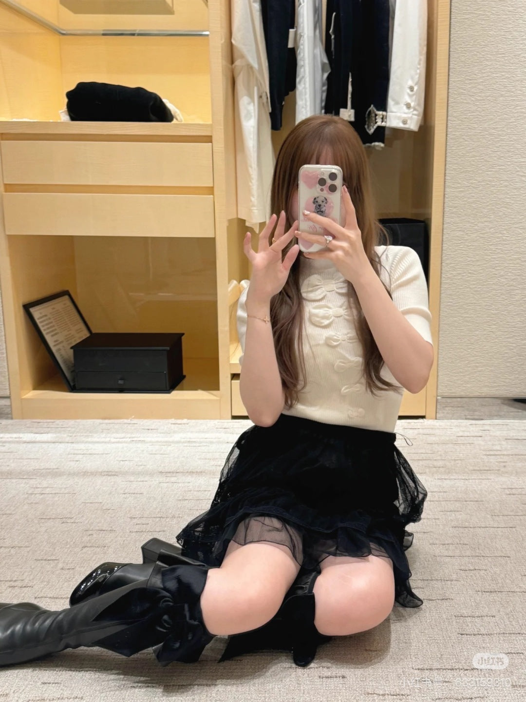 Cha 25fw Bow Knit Sweater