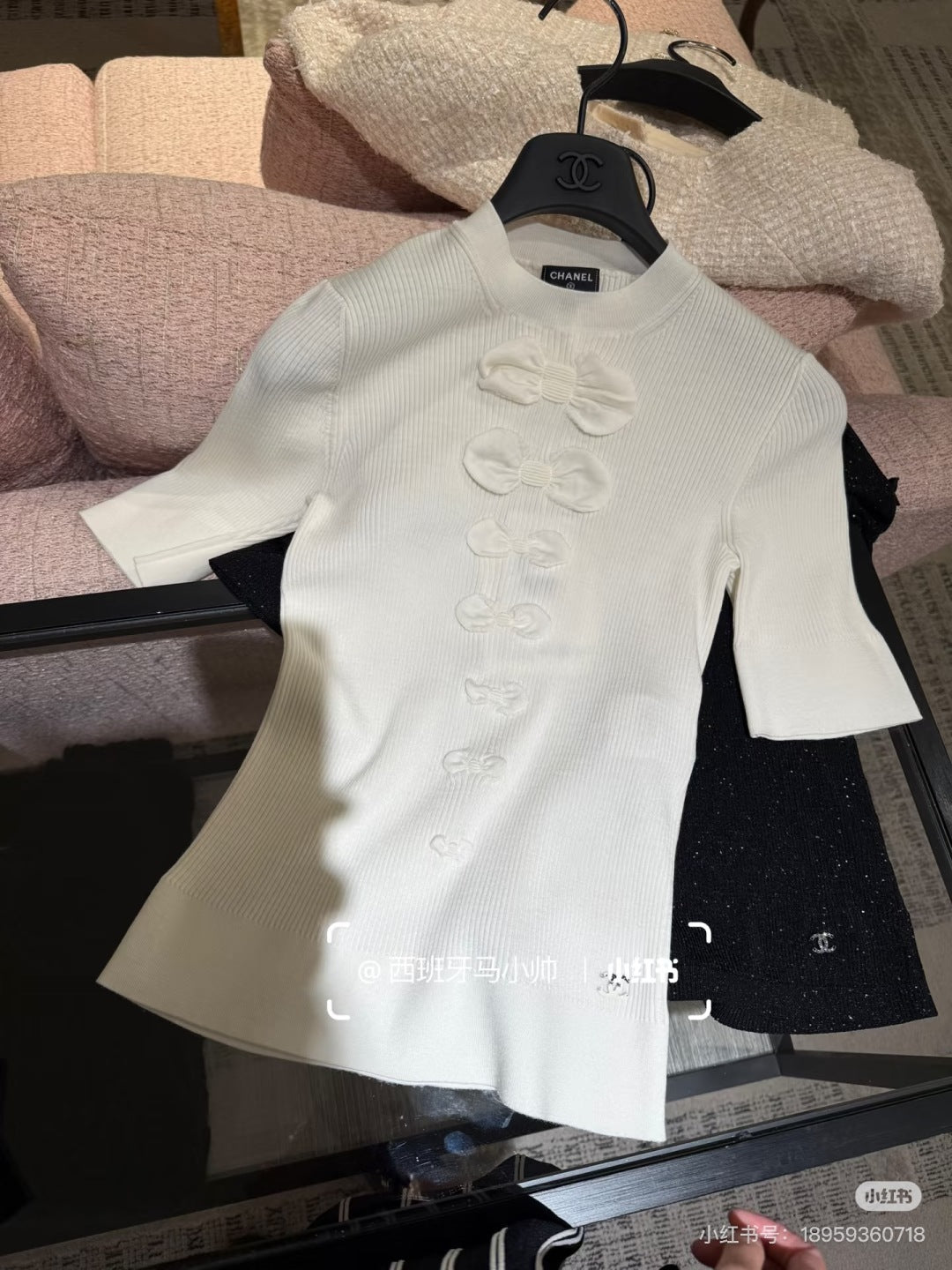 Cha 25fw Bow Knit Sweater