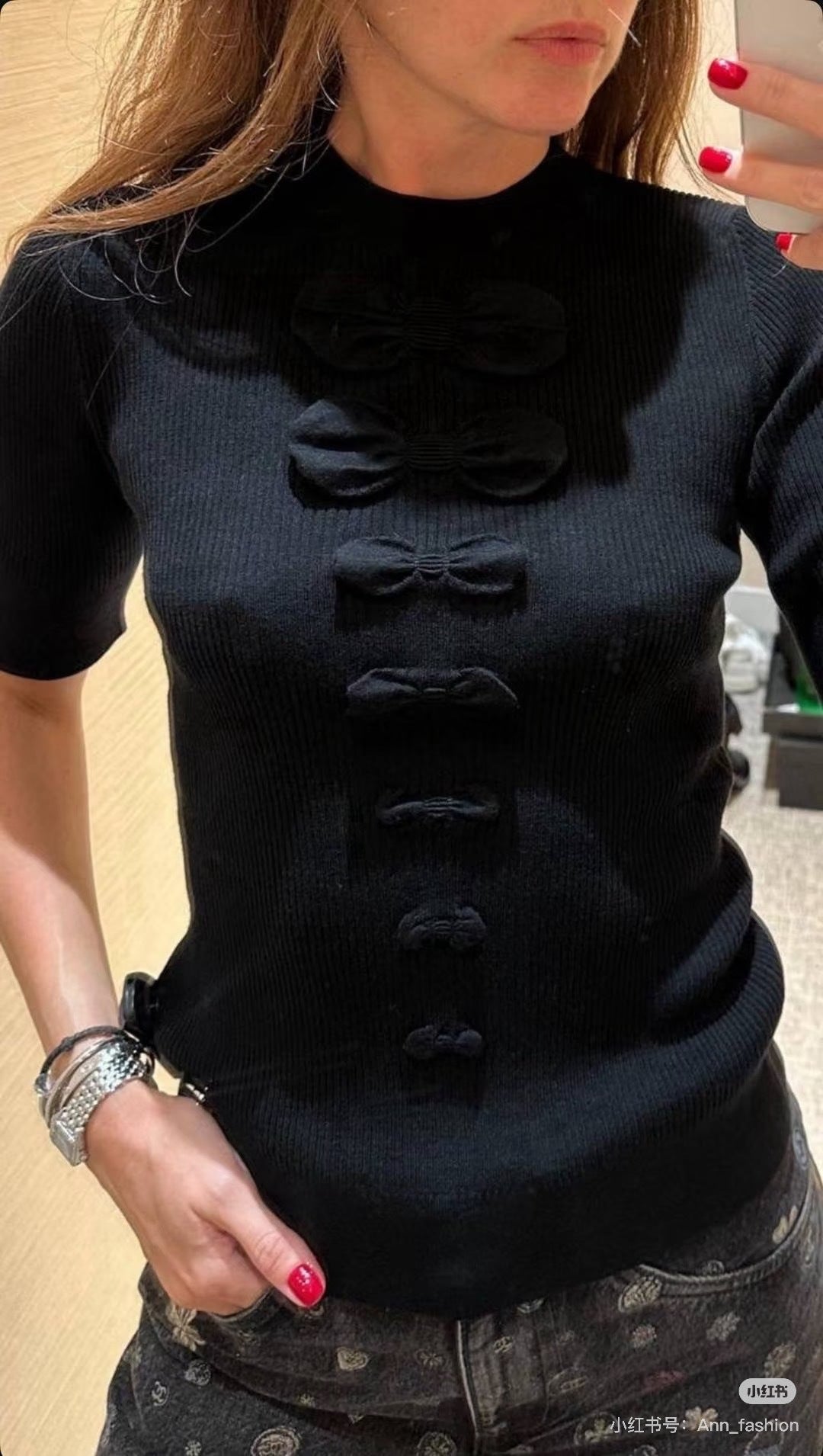 Cha 25fw Bow Knit Sweater