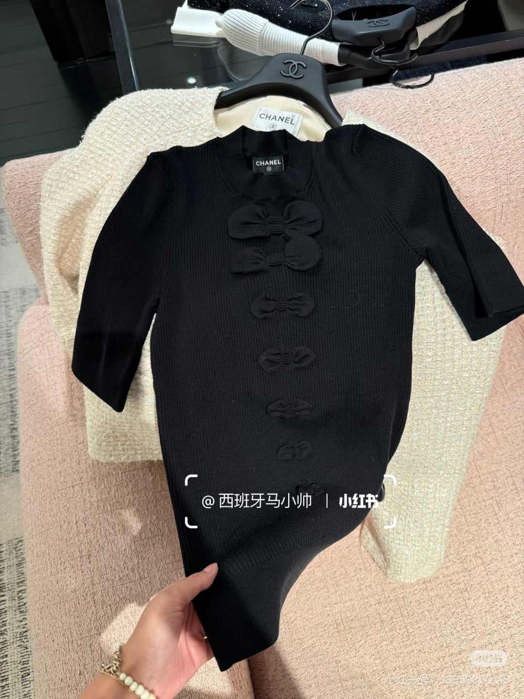 Cha 25fw Bow Knit Sweater