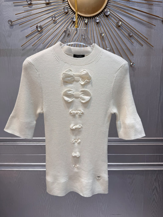 Cha 25fw Bow Knit Sweater