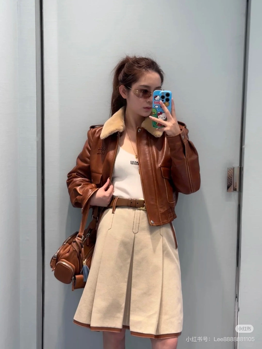 Mu 25fw Brown leather suit