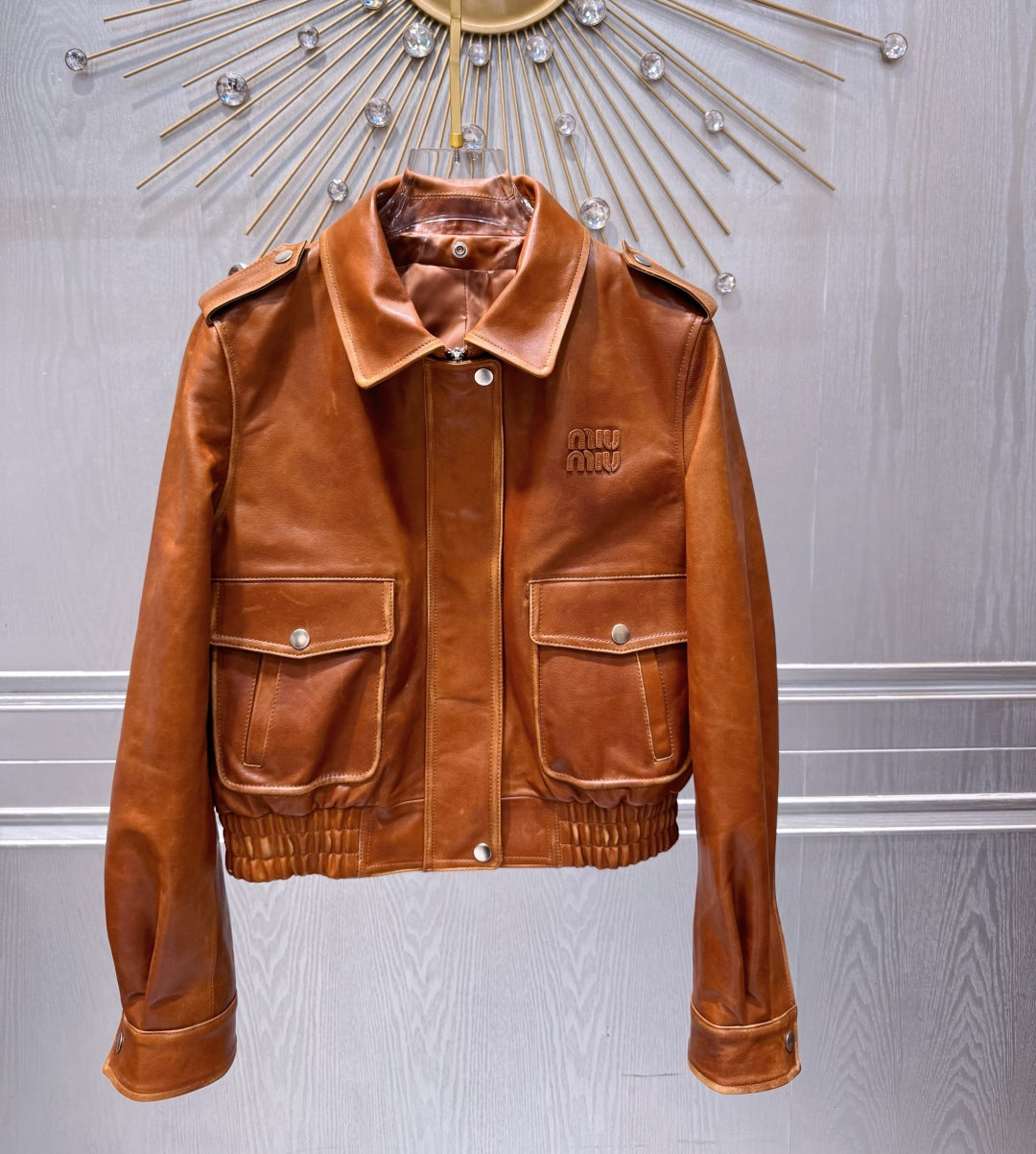 Mu 25fw Brown leather suit
