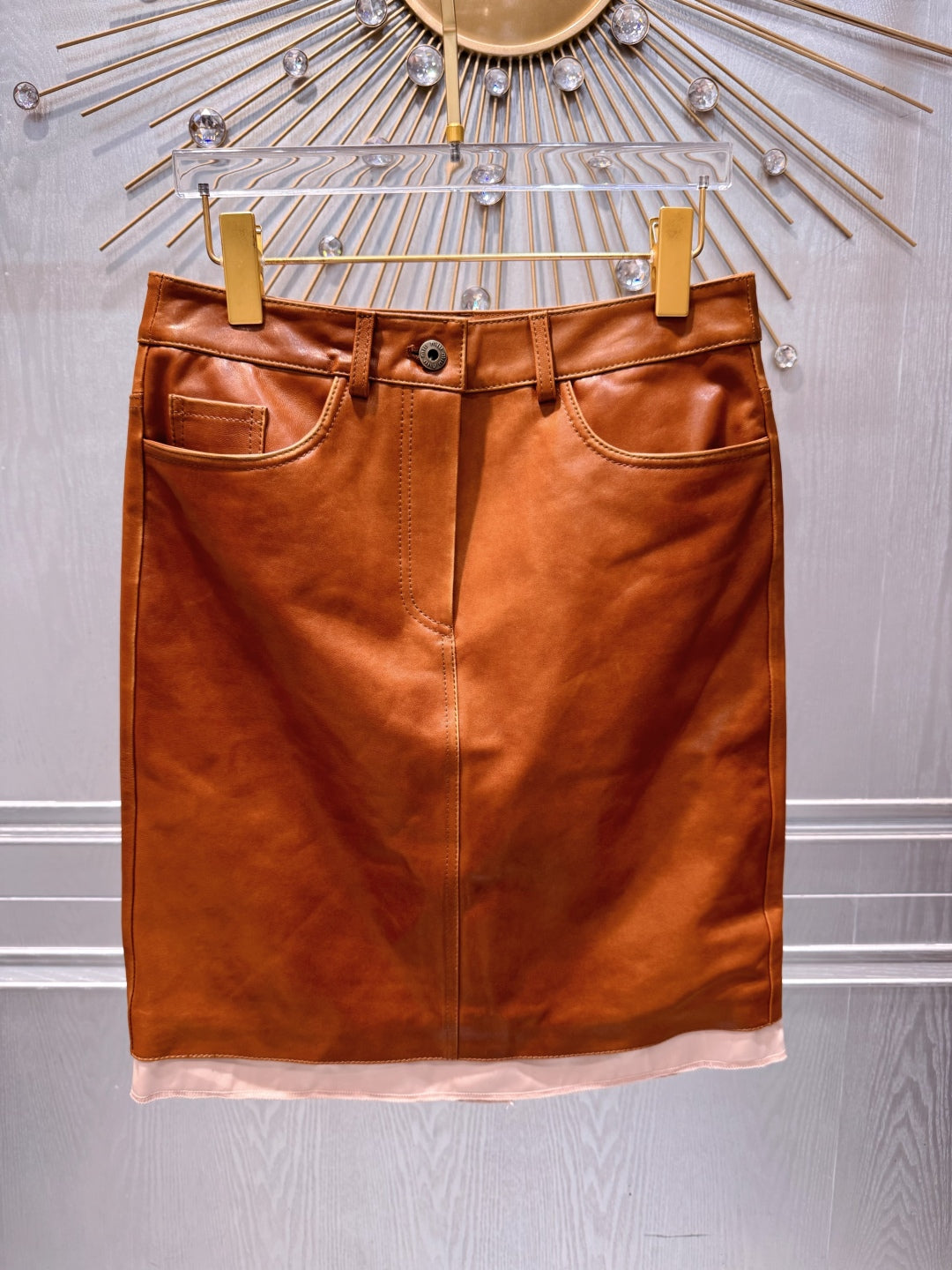 Mu 25fw Brown leather suit