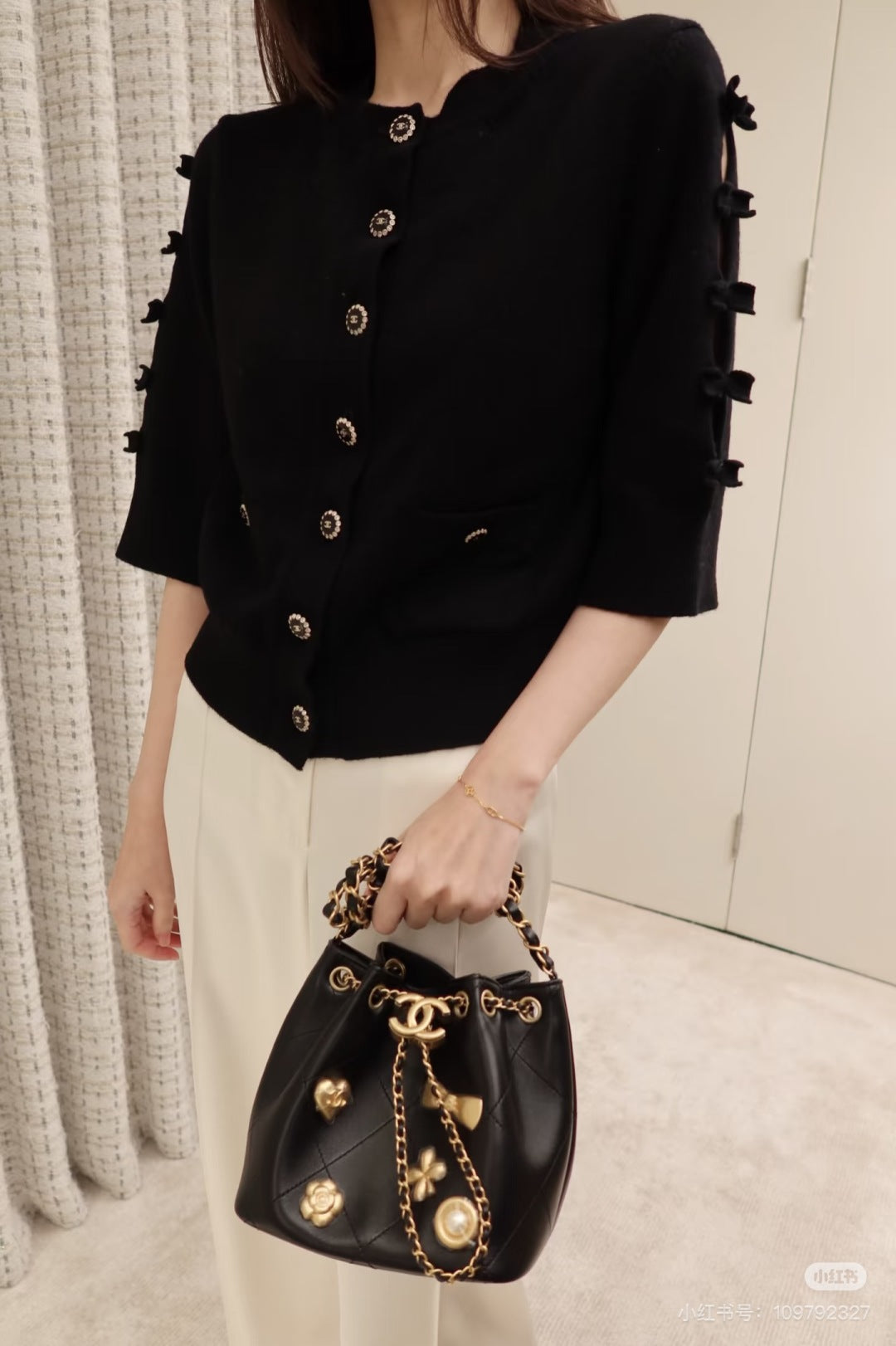 Cha 25fw Bow Knit Sweater