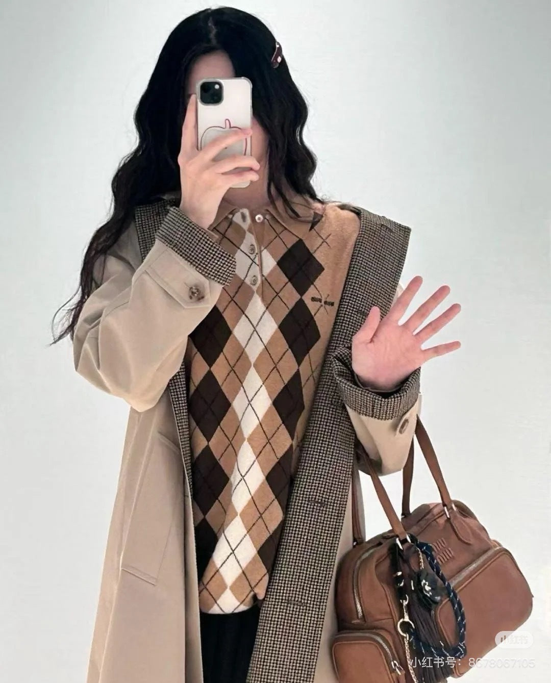 Mu 25fw Khaki reversible trench coat