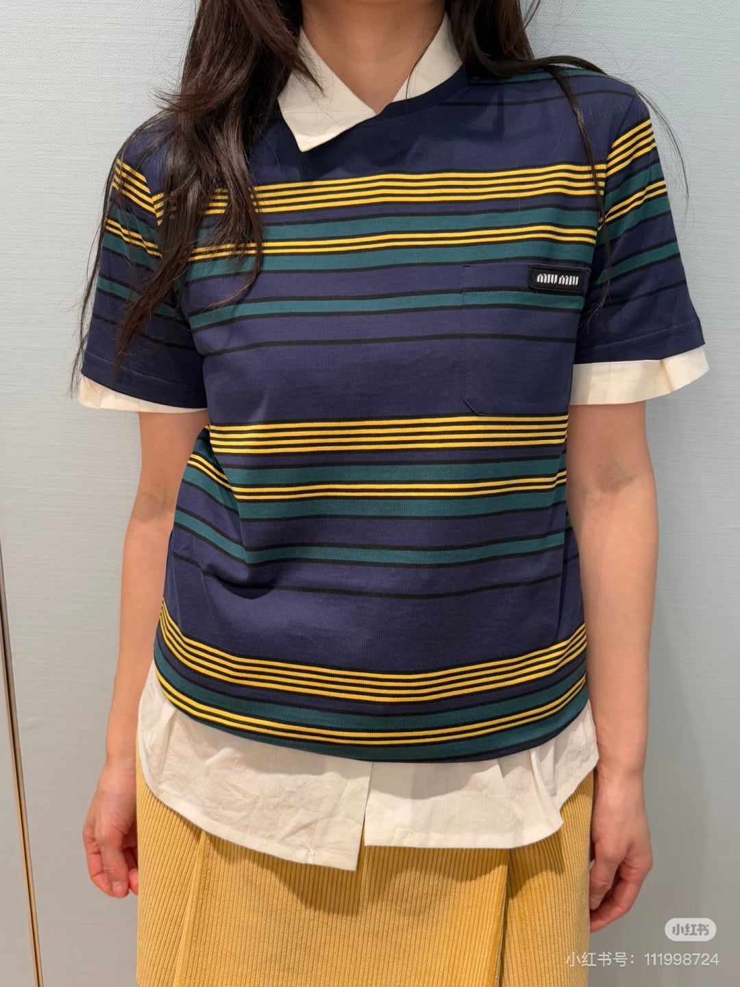 Mu 25fw Striped short sleeved T-shirt