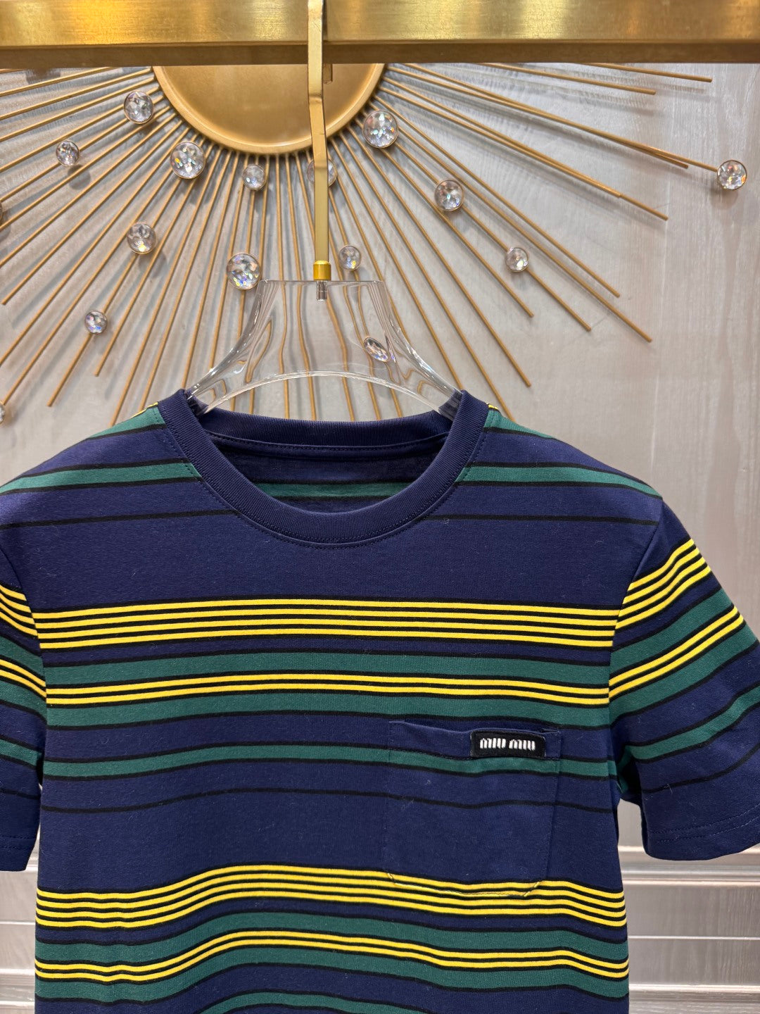 Mu 25fw Striped short sleeved T-shirt