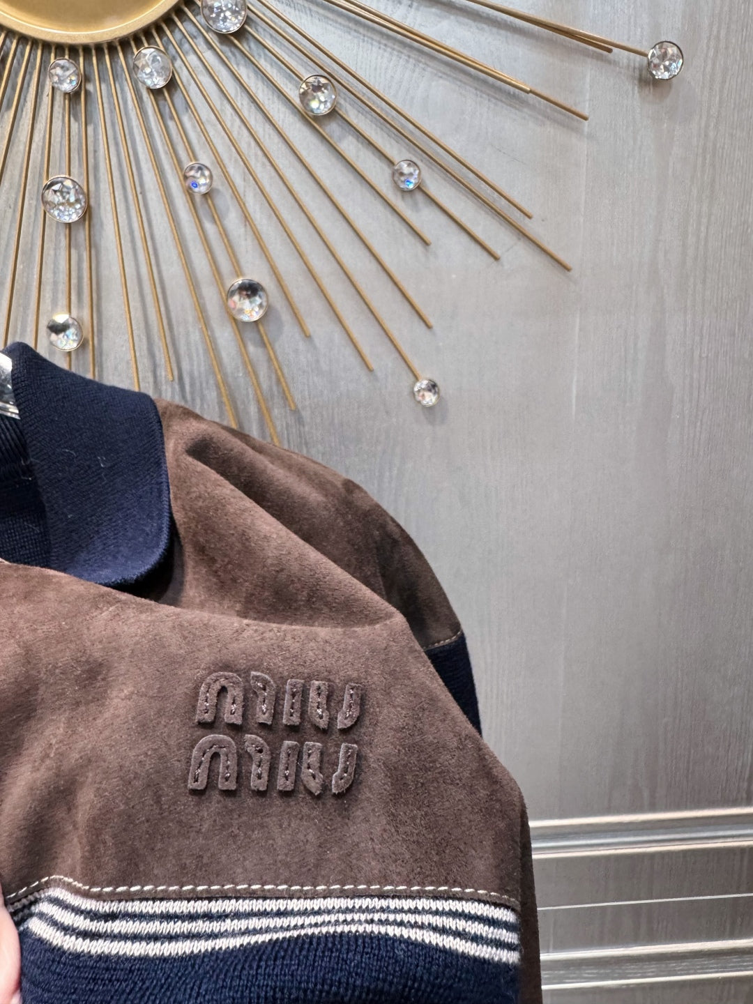 Mu 25fw Wool Knitted Suede Splicing Jacket