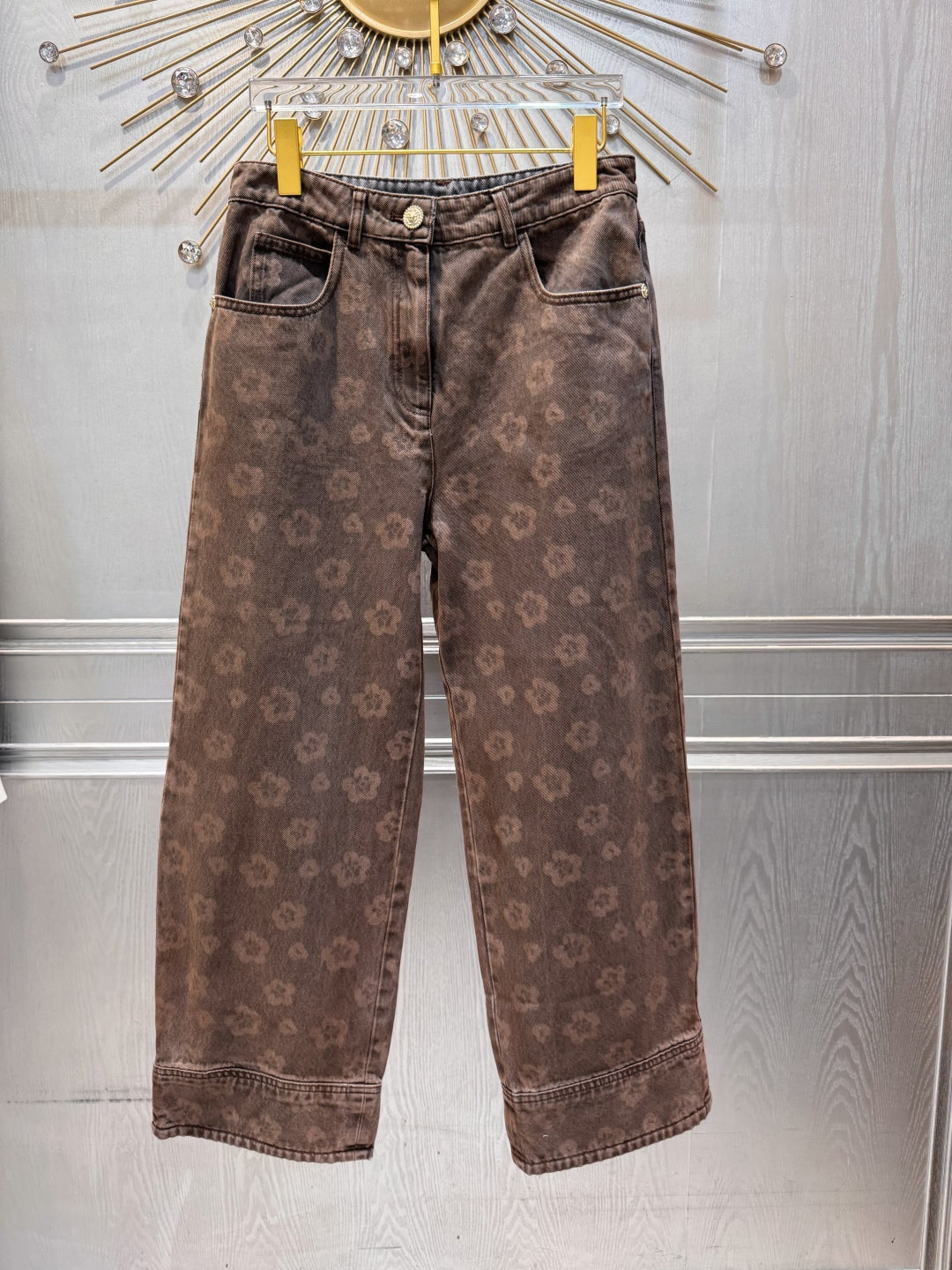 Cha 25fw Brown floral jeans