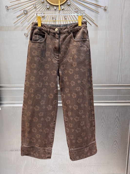 Cha 25fw Brown floral jeans