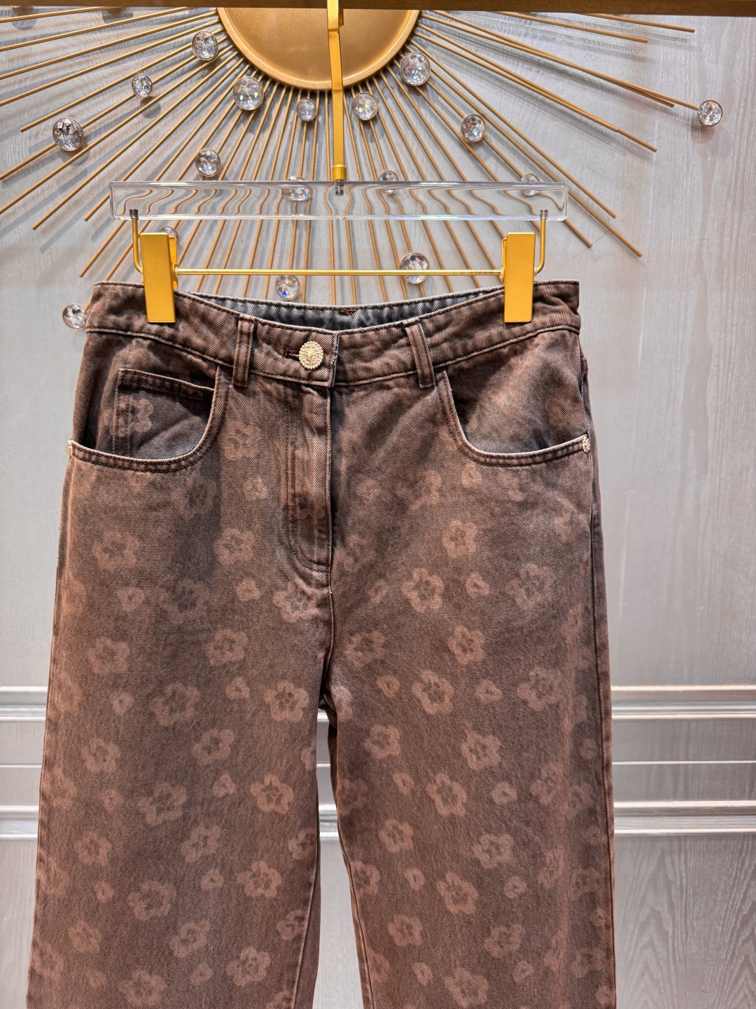 Cha 25fw Brown floral jeans
