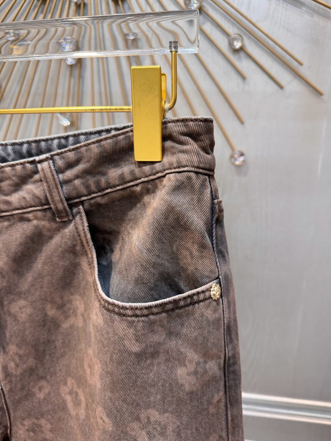 Cha 25fw Brown floral jeans