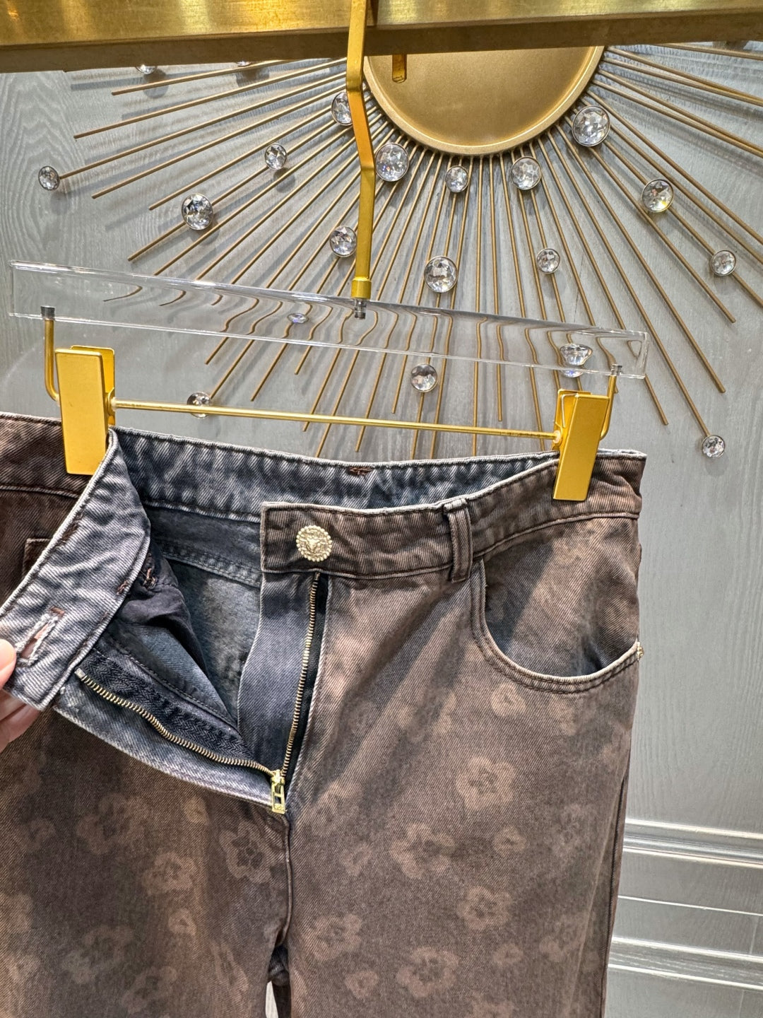 Cha 25fw Brown floral jeans