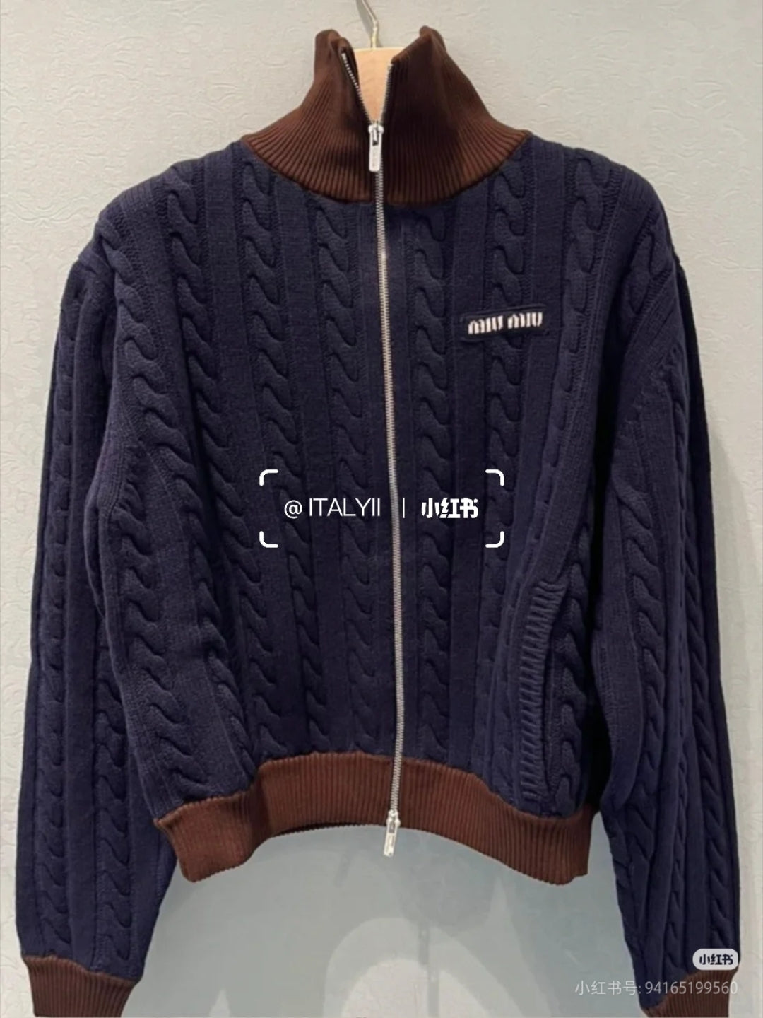 Mu 25fw Color blocking knitted cardigan