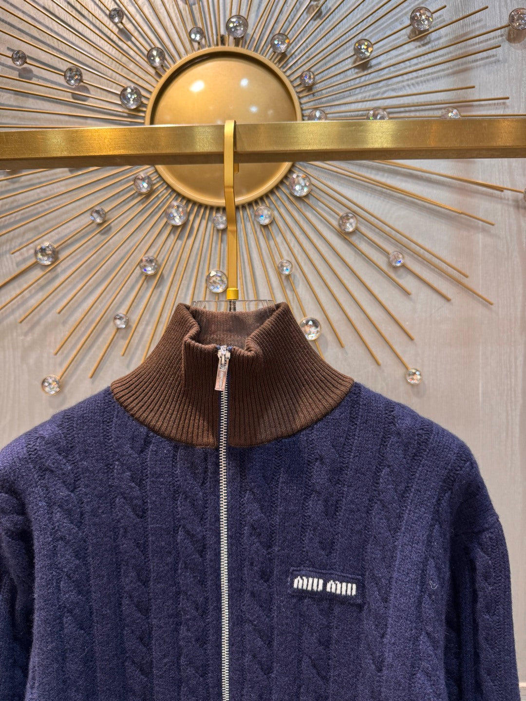 Mu 25fw Color blocking knitted cardigan