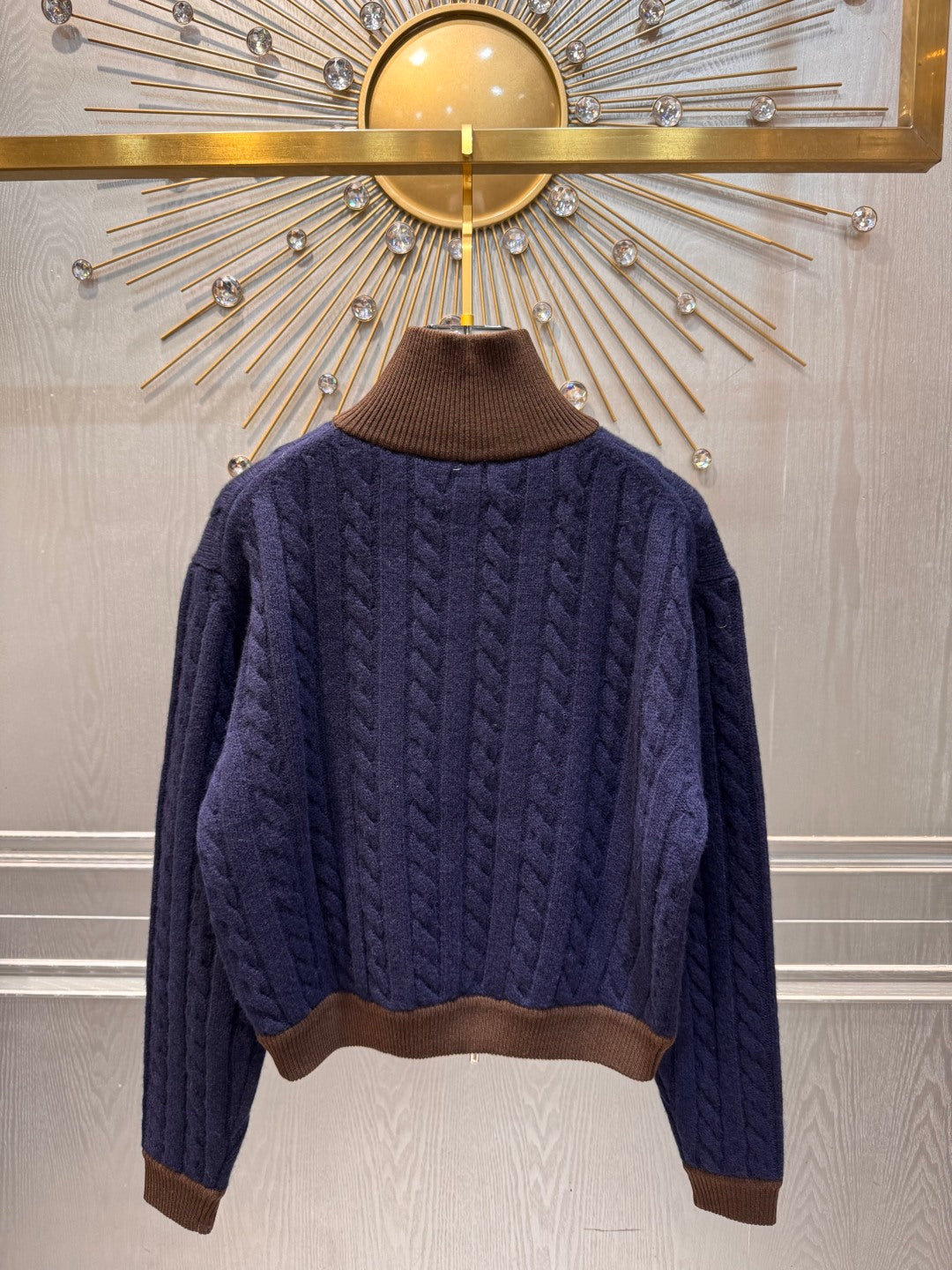 Mu 25fw Color blocking knitted cardigan