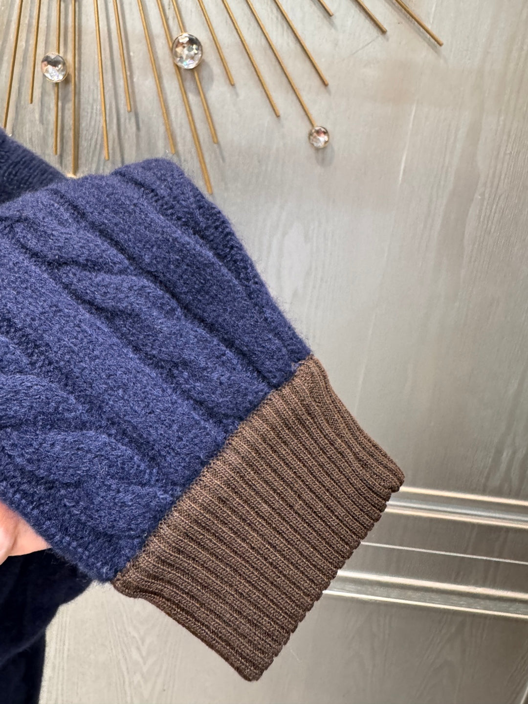 Mu 25fw Color blocking knitted cardigan