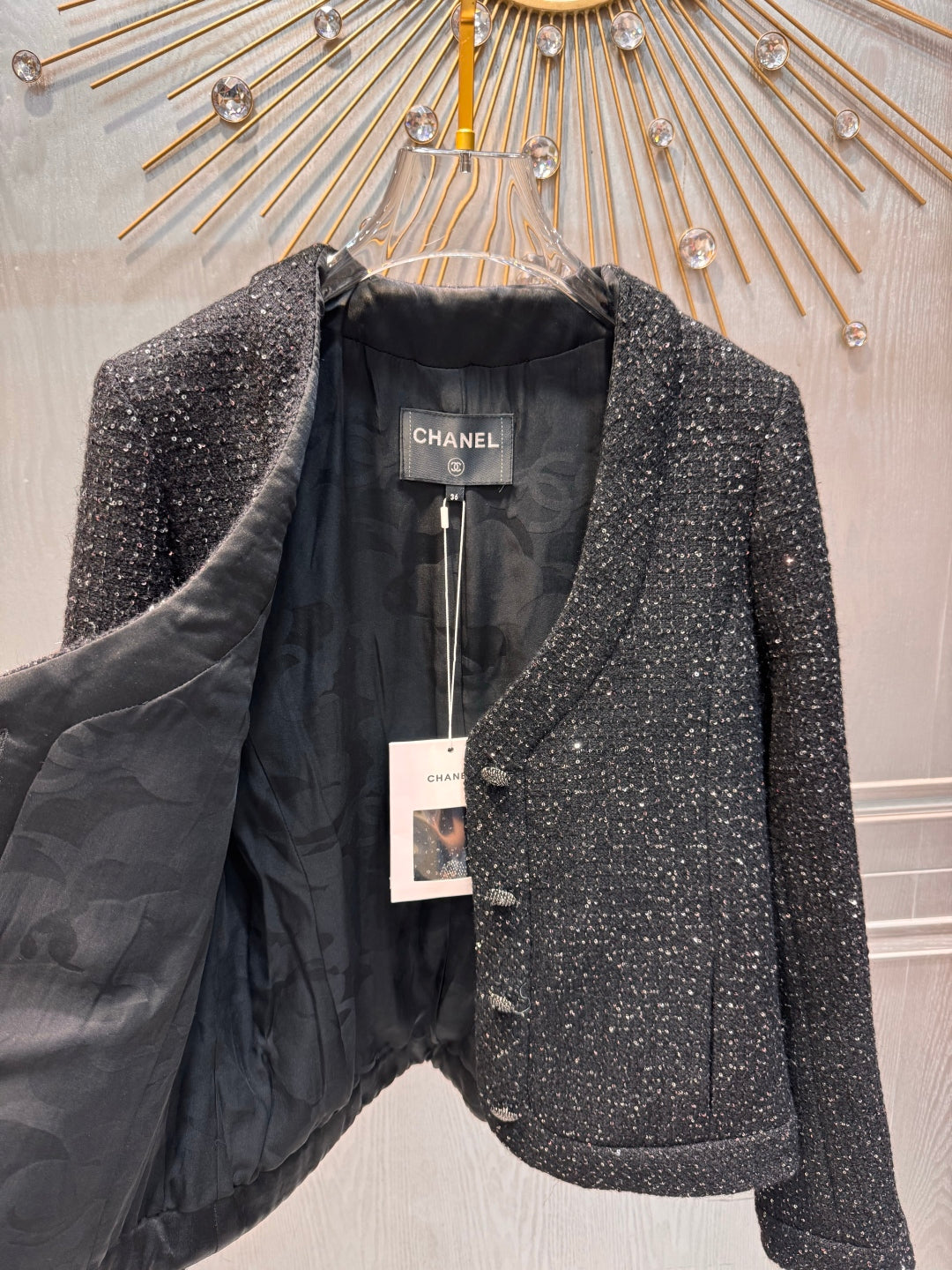 Cha 25fw Sequin coarse flower coat