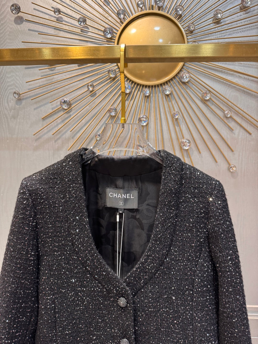 Cha 25fw Sequin coarse flower coat