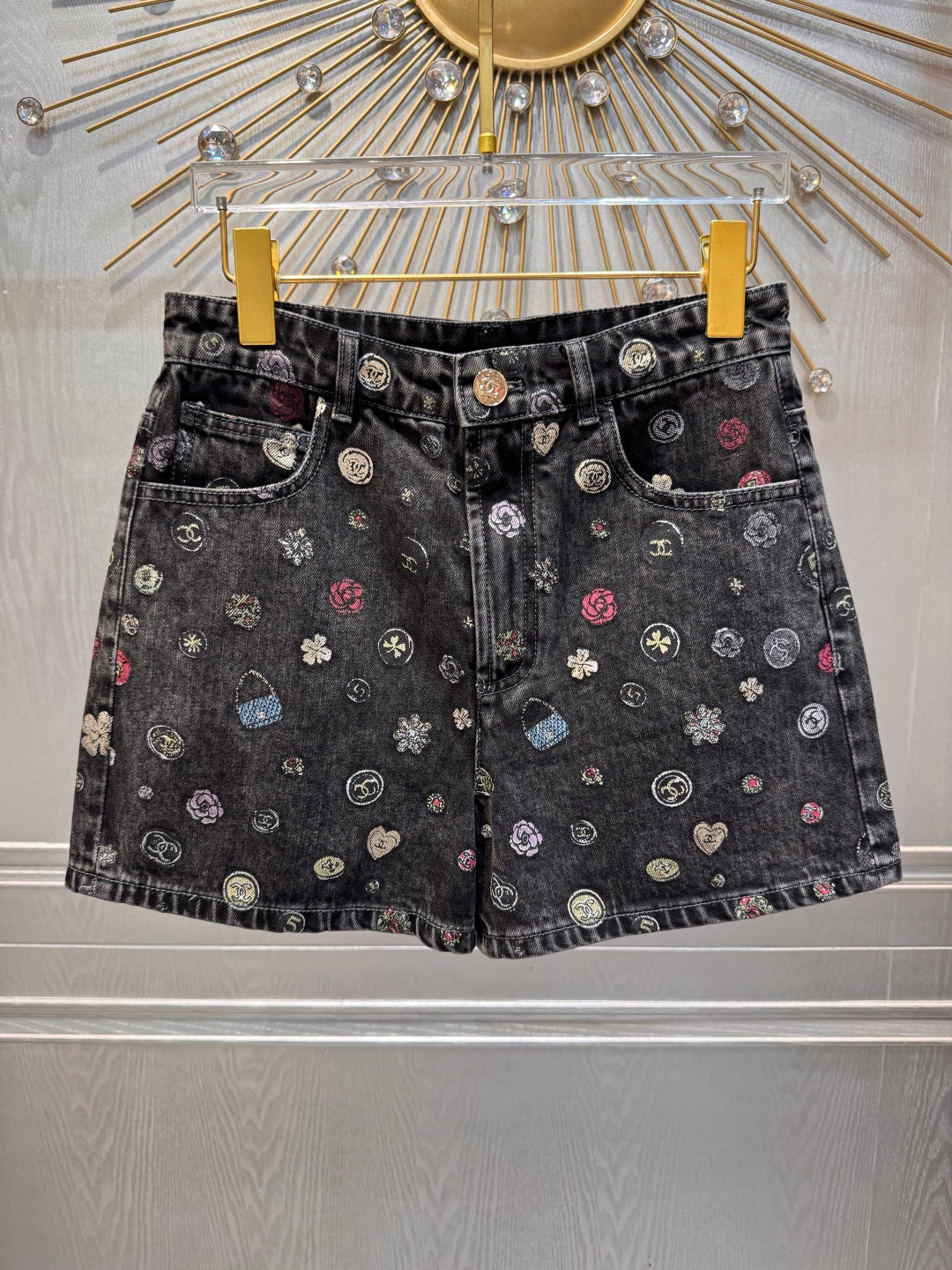Cha 25fw Denim printed shorts