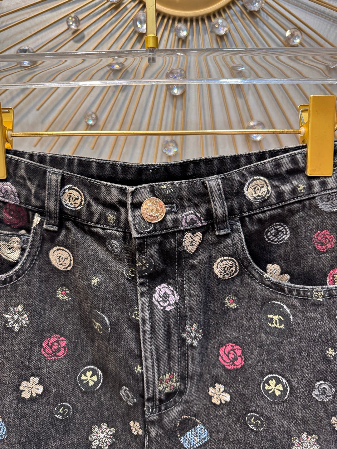 Cha 25fw Denim printed shorts