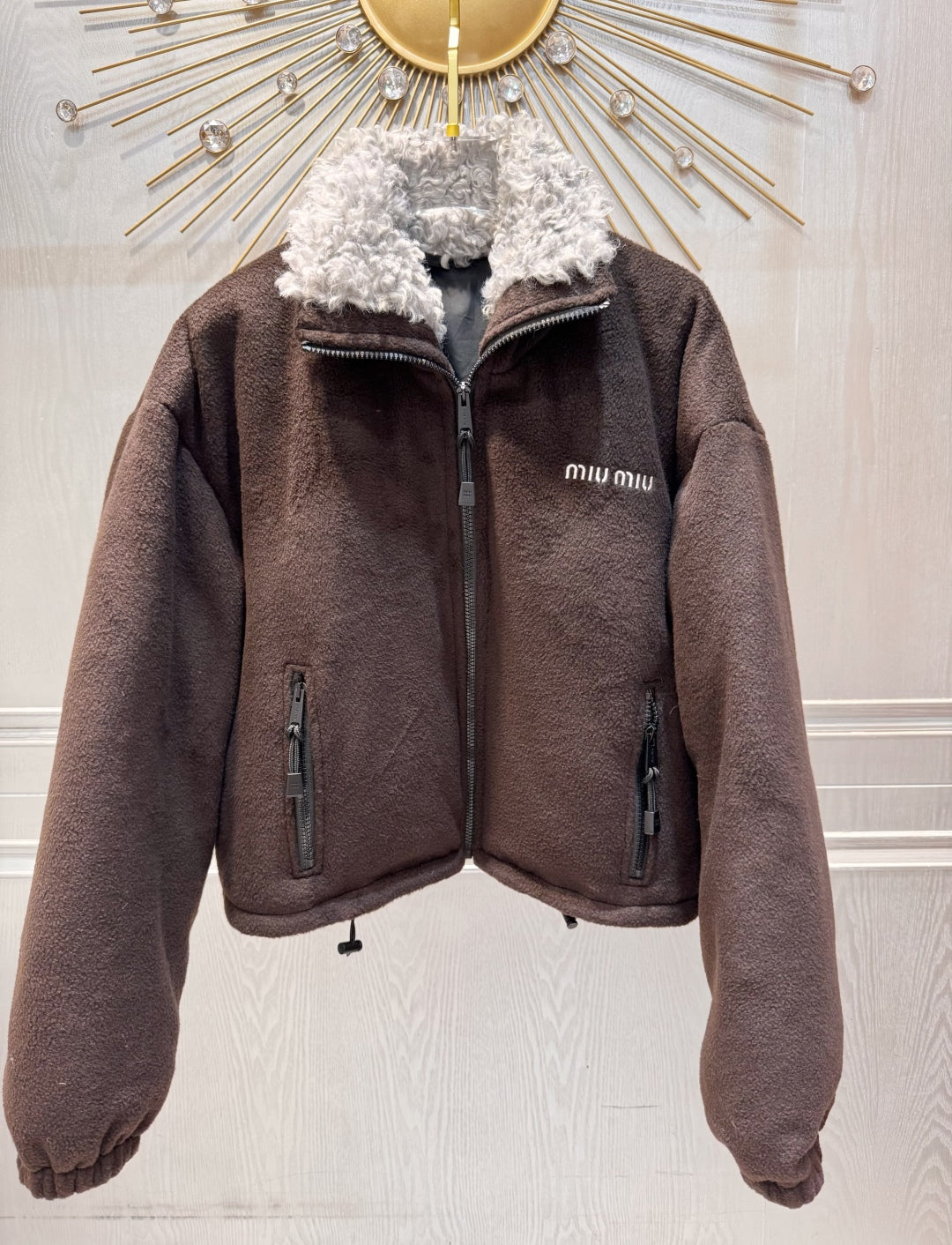 Mu 25fw Brown fleece down jacket
