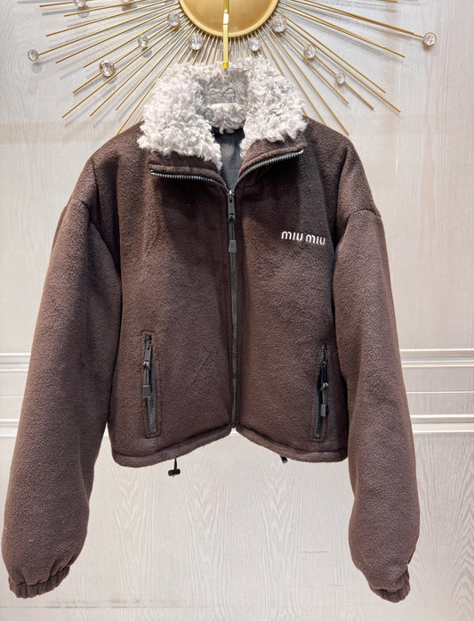 Mu 25fw Brown fleece down jacket