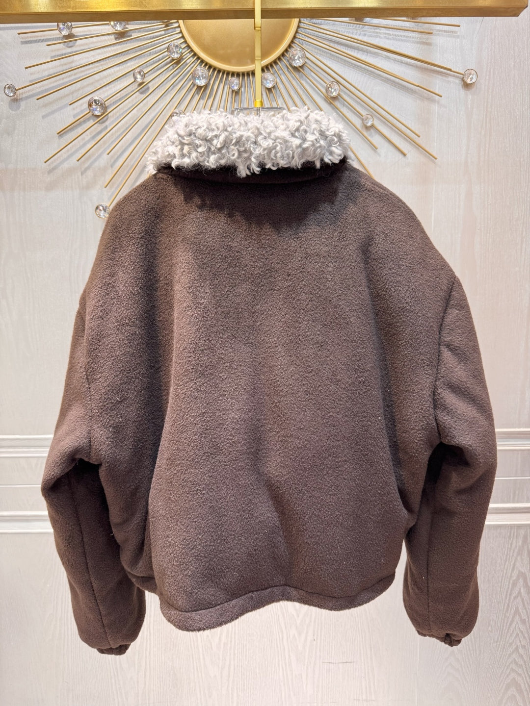 Mu 25fw Brown fleece down jacket