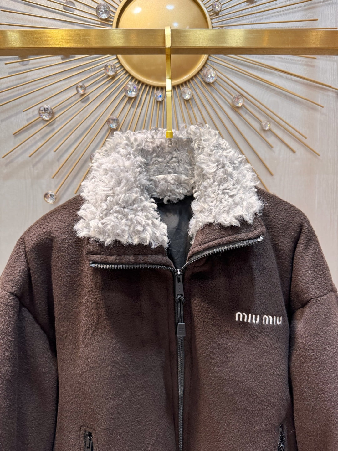 Mu 25fw Brown fleece down jacket