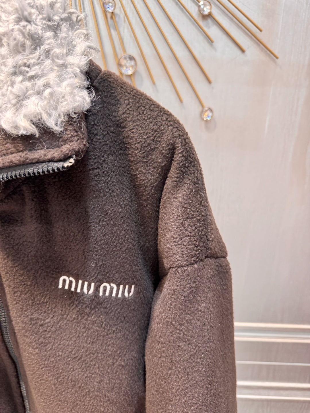 Mu 25fw Brown fleece down jacket