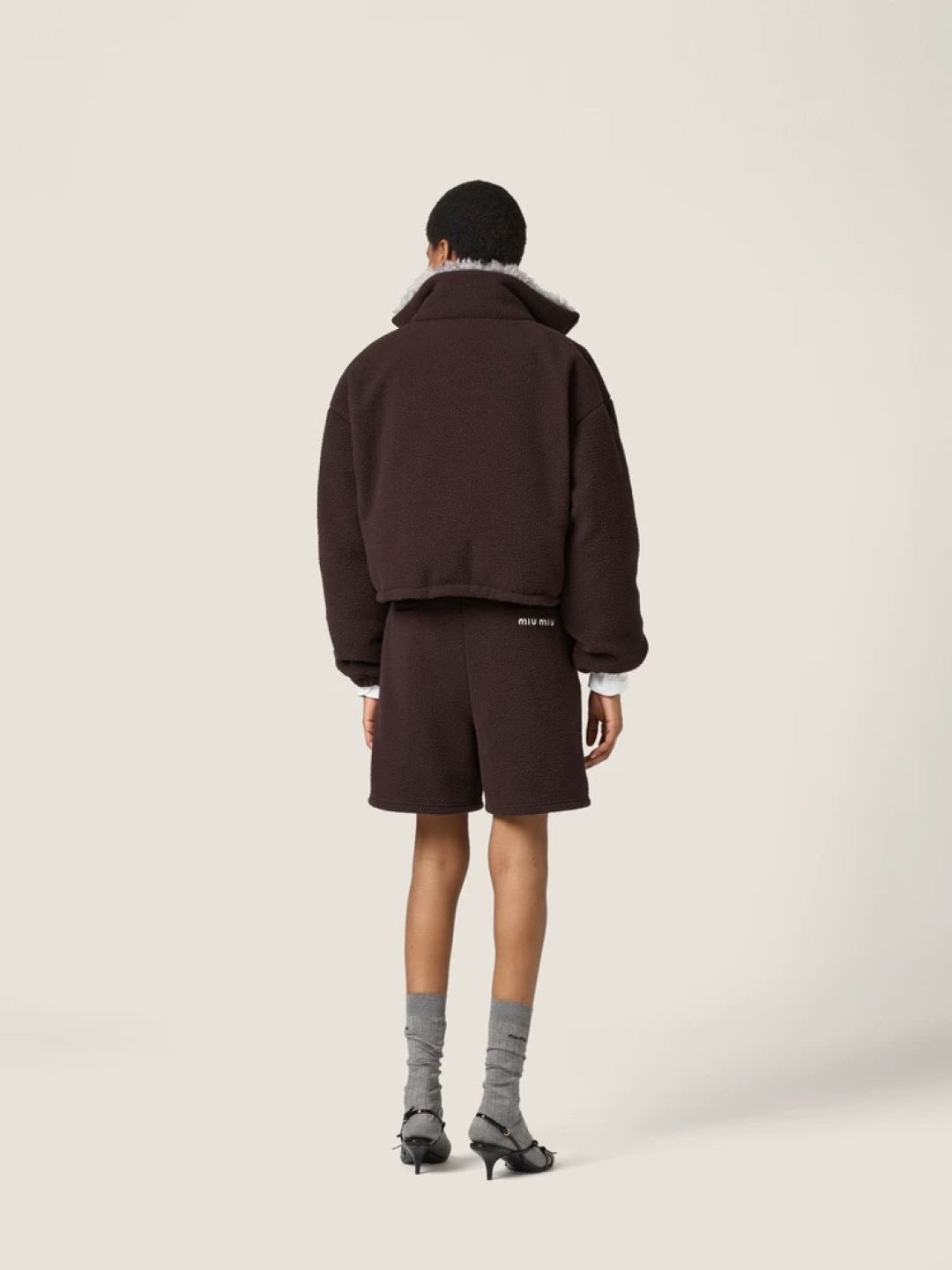 Mu 25fw Brown fleece down jacket