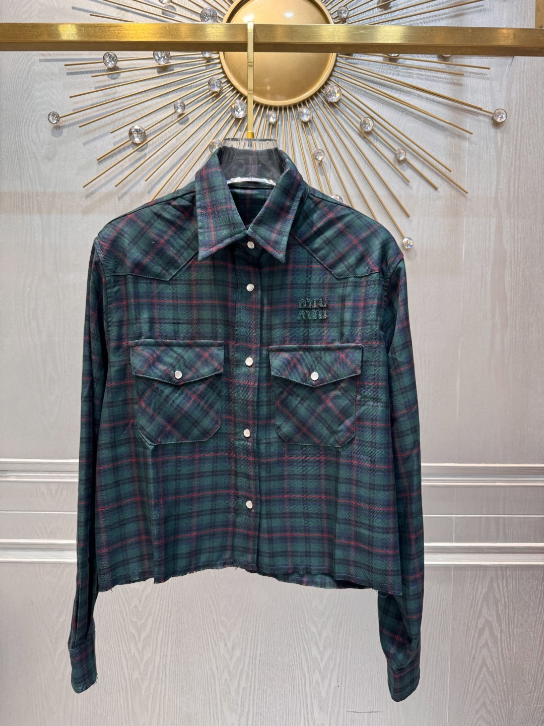 Mu 25fw Plaid retro long sleeved shirt
