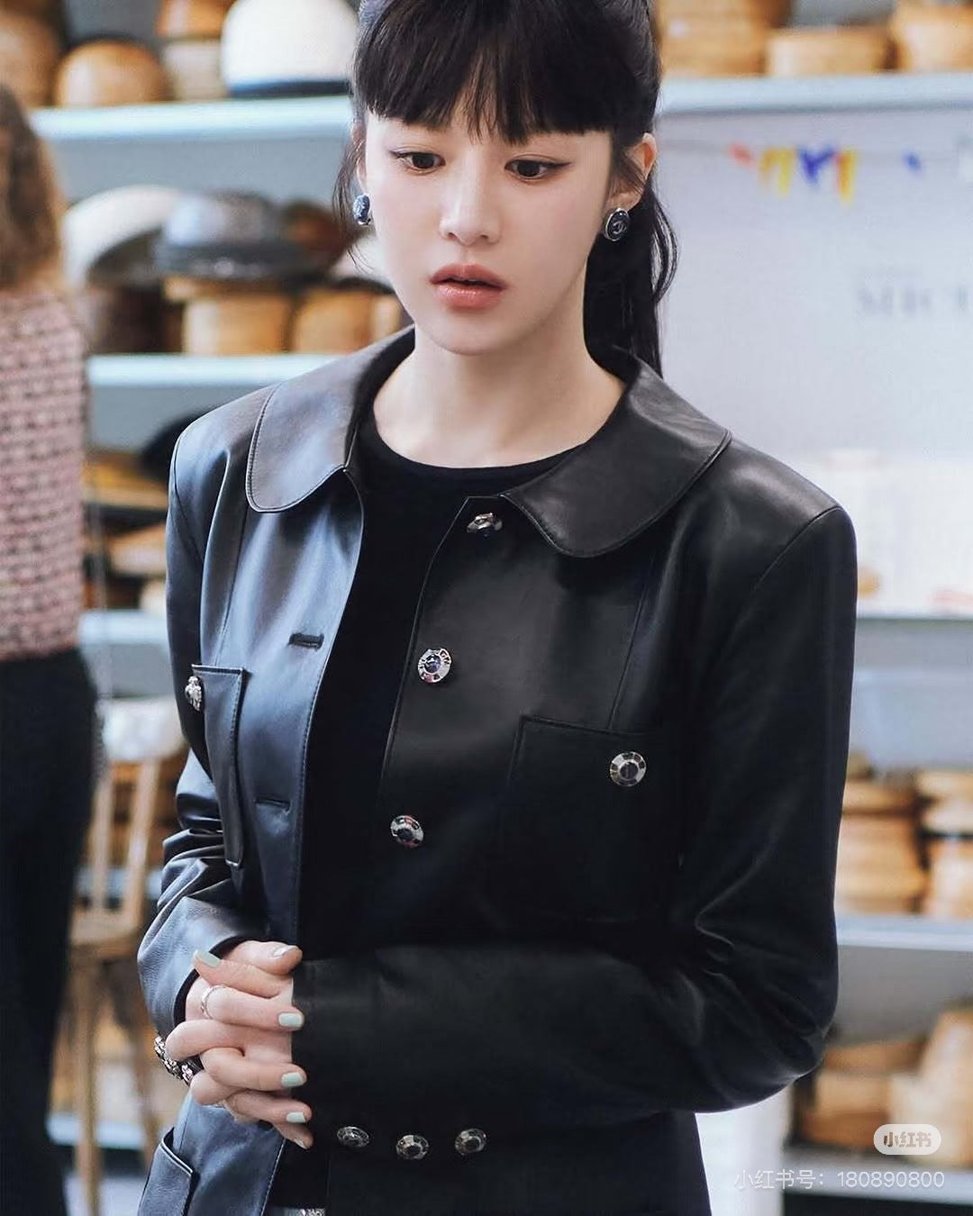 Cha 25fw Black sheepskin jacket