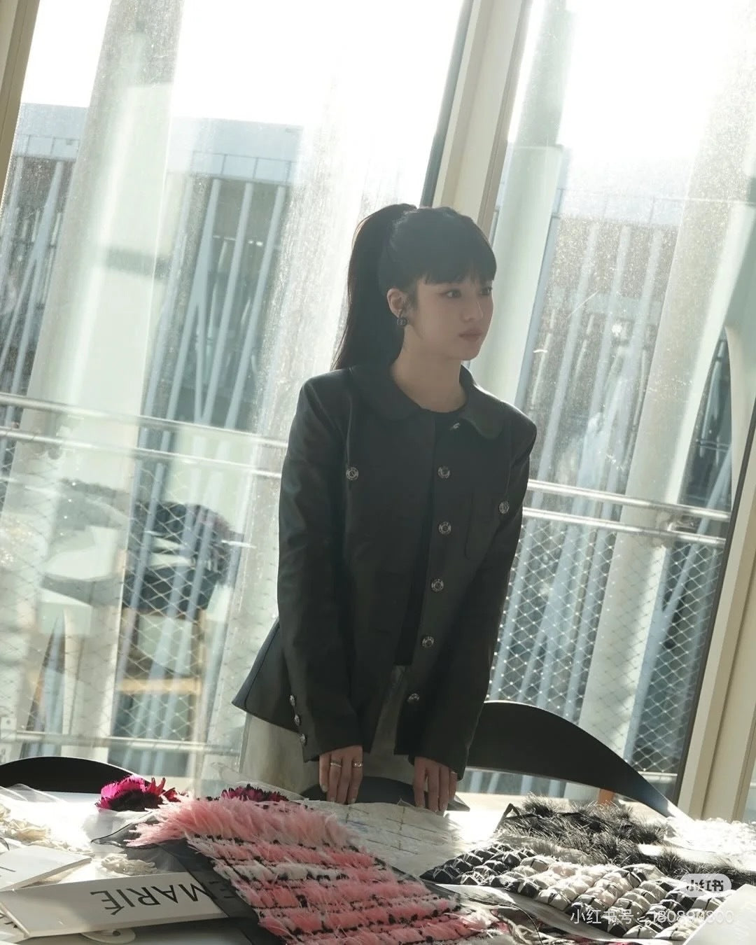 Cha 25fw Black sheepskin jacket